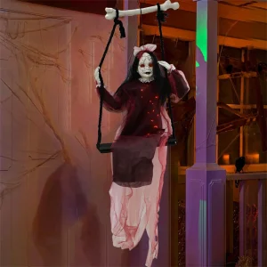 Altalena di Halloween Ragazza Fantasmi femminili viola Garze Fantasmi appesi Interni ed esterni Luogo horror Layout Room Fuga Puntelli 1
