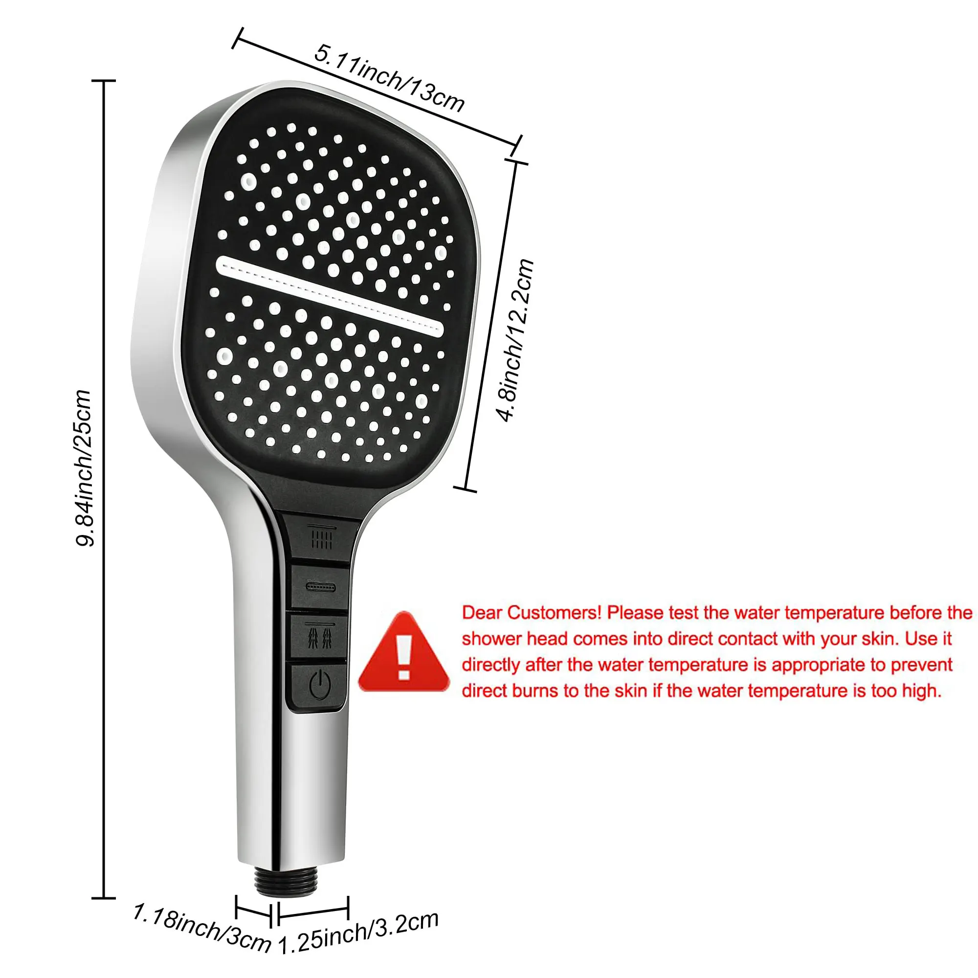 Soffione doccia grande 7 modalità Soffione doccia regolabile Bagno Miscelatore doccia ad alta pressione a risparmio idrico Ugelli Accessori per il bagno 6