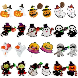 50 pezzi di caramelle di Halloween pacchetto carta cartone animato fantasma zucca porta lecca-lecca biscotti decorazione regalo per bambini festa a casa forniture fai da te 1