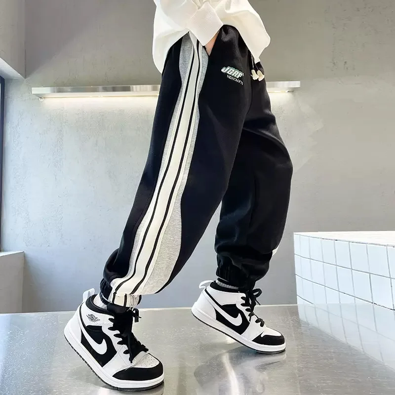 Pantaloni della tuta Ragazzi Pantaloni casual Bambini Inverno Velluto spesso Pantaloni caldi da esterno Adolescenti Ragazzi Pantaloni lunghi a righe Pantaloni sportivi per bambini 3