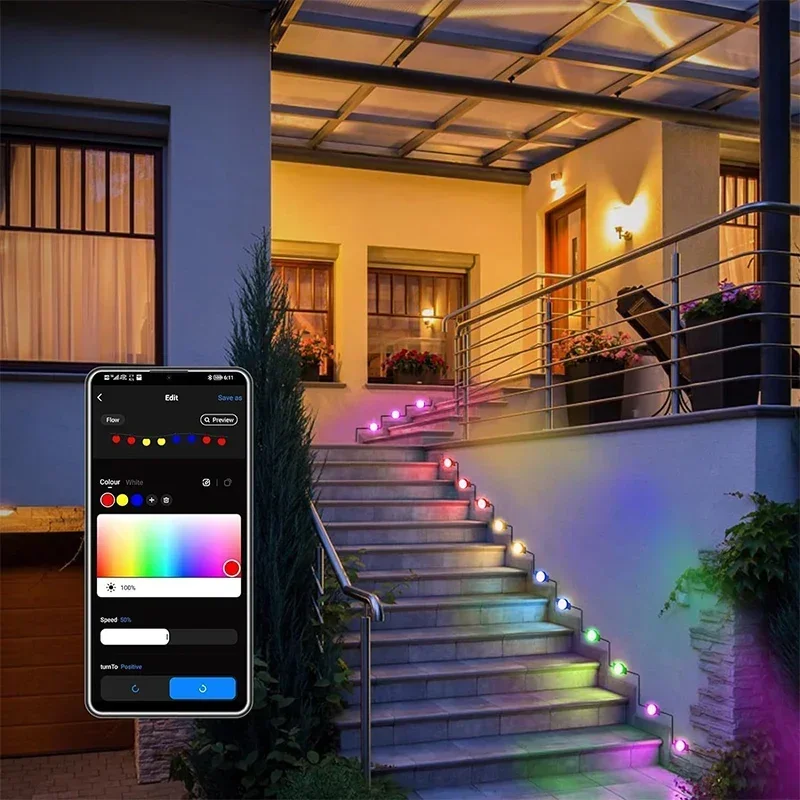 Luce decorativa per grondaia esterna RGB Luce colorata per trasformazione APP Telecomando Luce a risparmio energetico per decorazioni per feste 2