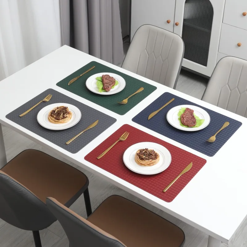 Tovagliette in PU intrecciato fronte-retro nordico - Resistente al calore 100 ° Set antiscivolo C (1-10 pezzi), tovagliette 43x30 cm di livello hotel per l'arredamento del pranzo 2