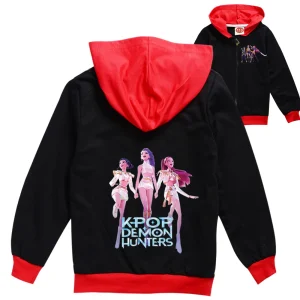 Kpop Demon Hunter Huntrix Abbigliamento Giacca per bambini con cerniera Ragazzi Stampa cartoon Cappotti a maniche lunghe Neonate Felpe con cappuccio 1