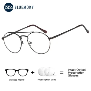 BLUEMOKY 2025 Occhiali da vista pilota, Lenti ottiche da uomo e da donna con ricetta, Multifocali progressivi, Occhiali a luce blu 1