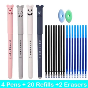 4/8/24 Pz Kawaii Maiale Orso Gatto Penna Gel Cancellabile Ricariche Aste 0.35mm Blu Inchiostro Nero Manico Lavabile Forniture Per Ufficio Scolastico regalo 1