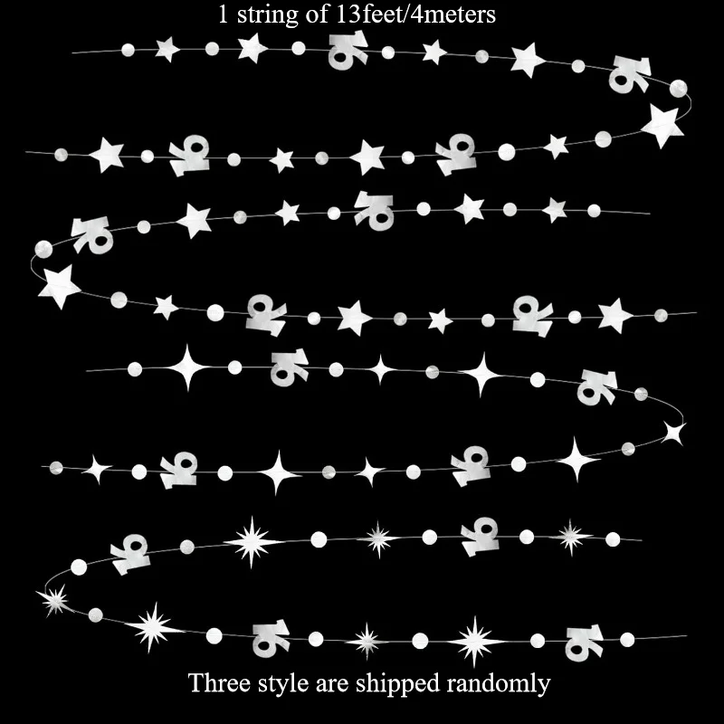 Argento numero 16 Circle Dots Twinkle Star Garland Banner decorazioni sullo sfondo per ragazze ragazzi 16th Birthday Anniversary Party 2