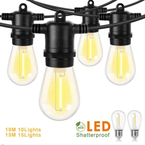 50FT S14 LED Ghirlanda Luci della stringa Dimmerabile esterno collegabile Infrangibile Fata Lampada a sospensione per la decorazione del balcone del giardino 1