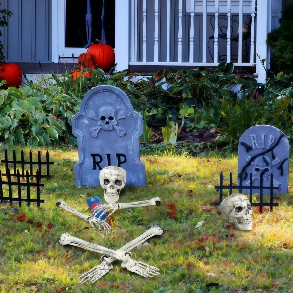 Decorazioni per paletti di scheletro di Halloween, ossa realistiche delle gambe del braccio dello scheletro, decorazione di Halloween del giardino del cortile spettrale 4