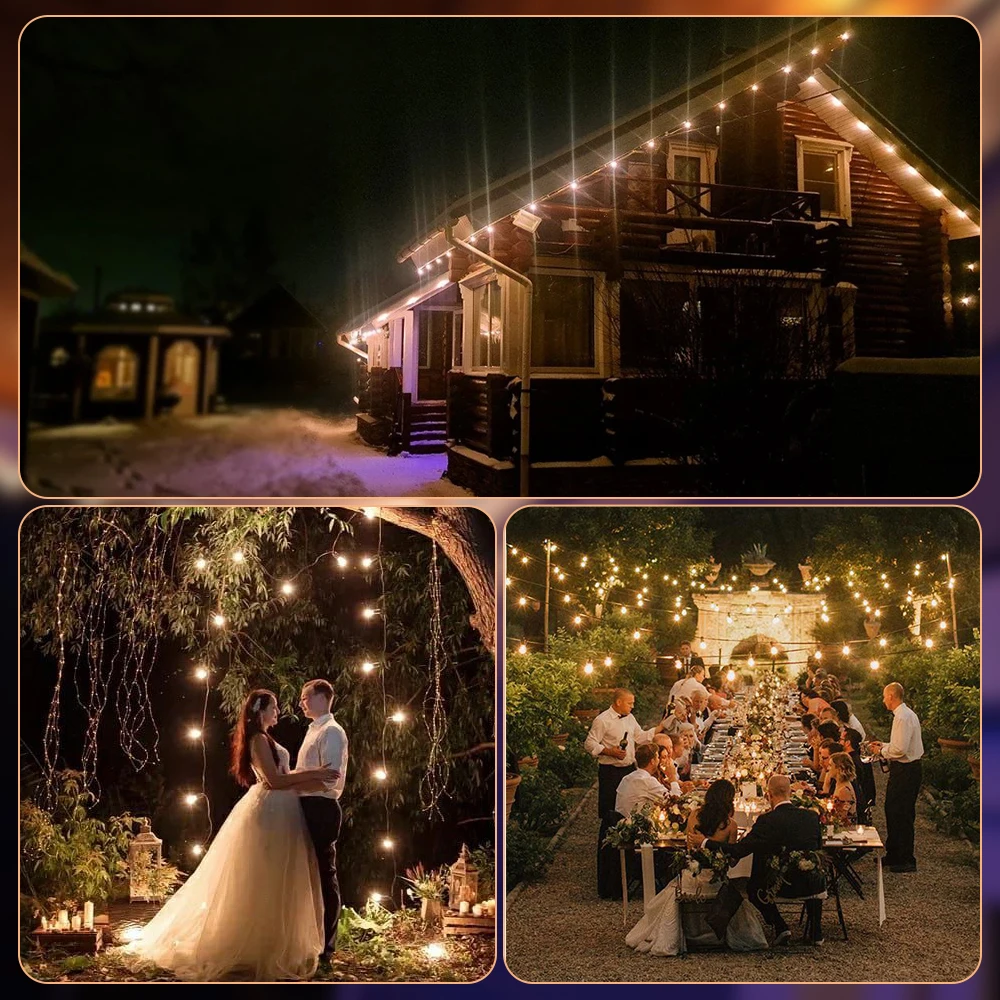 Ghirlanda per esterni Stringa di luce 8M 24M 30M 36M Lampadina a globo Fata Stringa di luce per le vacanze Matrimonio Giardino Lampada decorativa natalizia 6