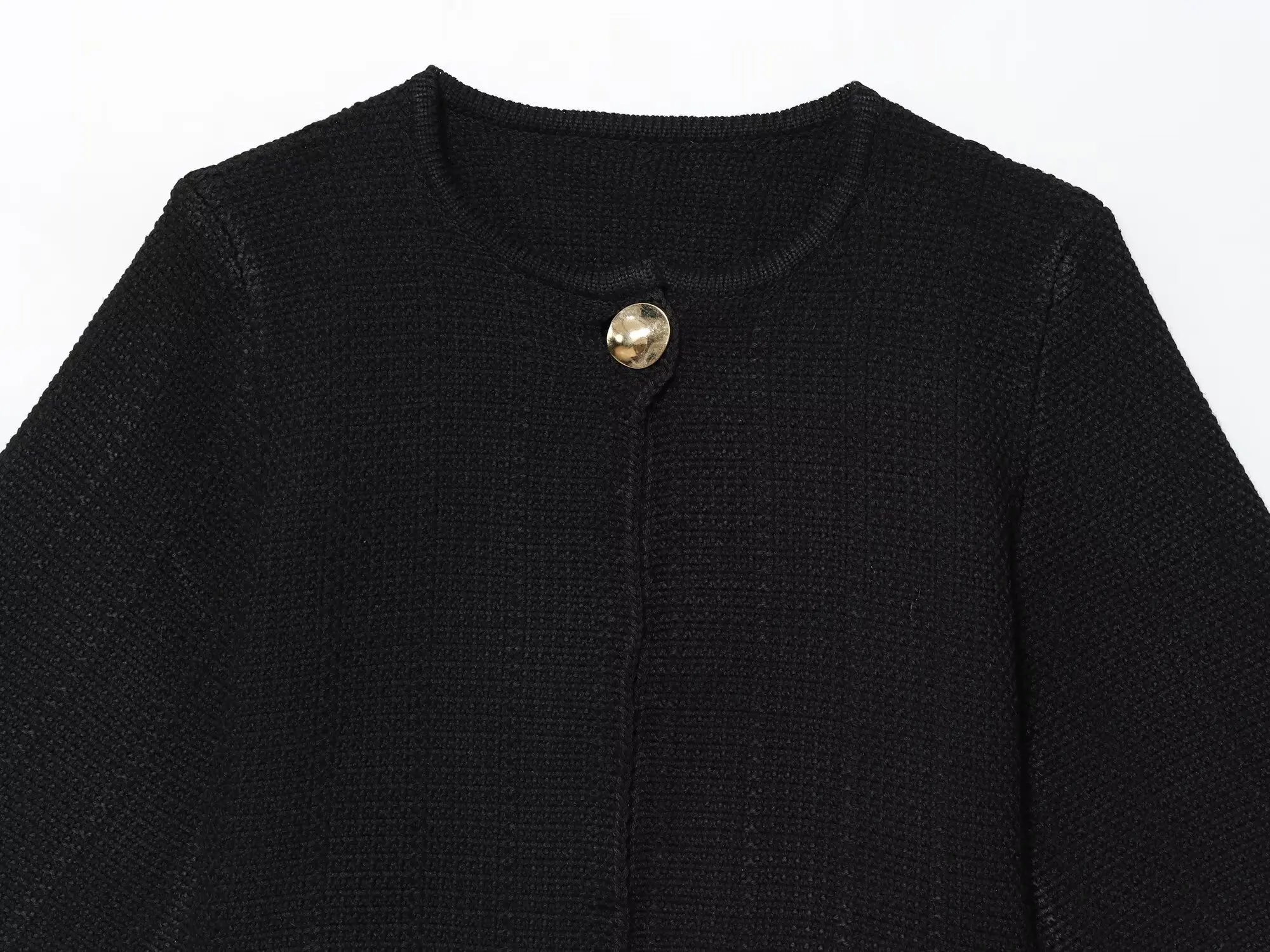 ETJ 2025 Autunno/inverno nuove signore moda elegante bottone grande decorato girocollo cardigan in maglia allentata cappotto scialle casual 3