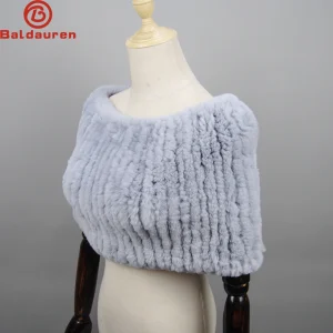 2025 Donne Vera Pelliccia di Coniglio Rex Scialle Naturale Reale Lavorato A Maglia Vera Pelliccia di Coniglio Rex Poncho Sciarpa Autunno Inverno Pelliccia di Coniglio Pashmina 1