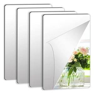 4 fogli per specchi decorativi in acrilico, piastrelle per specchi flessibili non in vetro, adesivi autoadesivi per la decorazione del soggiorno di casa 1