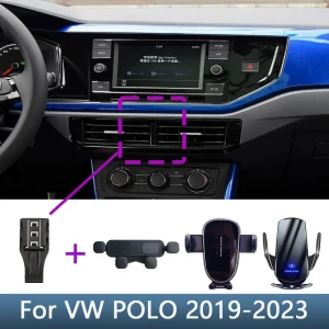 Per Volkswagen VW Polo 2019 2020 2021-2023 Supporto per telefono per auto Speciale staffa fissa Base di ricarica wireless Accessori interni 1