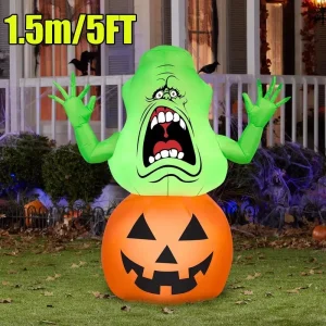 1.5M/5FT Green Ghost Pumpkin Halloween Decoration Party puntelli Outdoor Indoor Halloween giocattoli gonfiabili cortile Prop 1