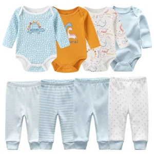 6/8 pezzi tute in cotone + pantaloni set di vestiti per bambina neonato manica lunga vestiti per neonato autunno inverno stampa cartoon Bebes 1