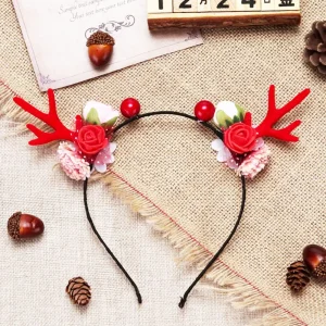Fascia natalizia Corna Fascia per capelli Copricapo da fata Copricapo Fermaglio per capelli alce Forcine Campane Accessorio per capelli 1
