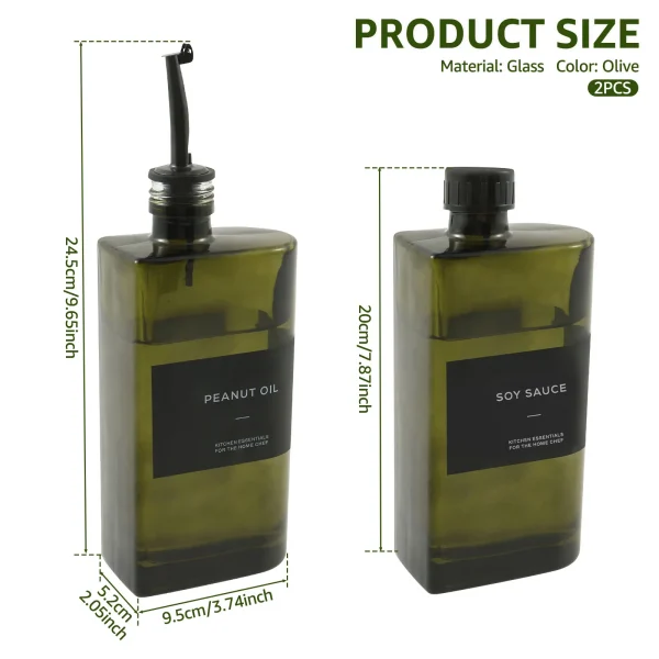 2 pezzi dispenser di olio d'oliva 500 ml bottiglia di olio di vetro bottiglia di condimento bottiglia di aceto contenitore per condimenti gadget da cucina 2