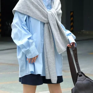 [EAM] Donna Bianco Grigio Casual Scialle lungo Tenere in caldo Sciarpa Nuova personalità lunga Moda Marea Autunno Inverno 2025 1DH6902 1