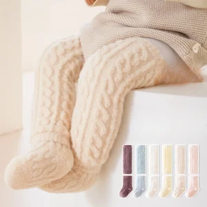 Calzini scaldamuscoli invernali Set scaldamuscoli caldi addensati per neonati Autunno Inverno Ragazze Ragazzi Calzini morbidi in tinta unita per bambini 1