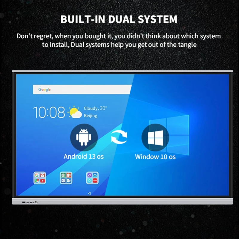 65 75 Smart TV da 86 pollici per aula e conferenze, lavagna elettronica digitale Scheda interattiva touch screen HD 4K su ruota 2