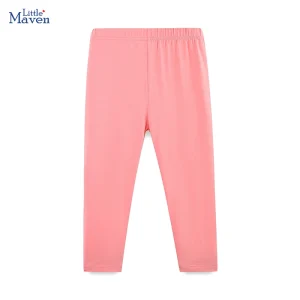 Little Maven Autunno Primavera Abbigliamento per bambini 2025 Nuove neonate Leggings in tinta unita Pantaloni in cotone per bambini 2-7 anni 1