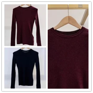 2025 Autunno Nuovo Tinta Unita Slim-Fit Top Lavorato A Maglia da Donna Girocollo Manica Lunga Femminile Semplice Maglieria T-Shirt 1