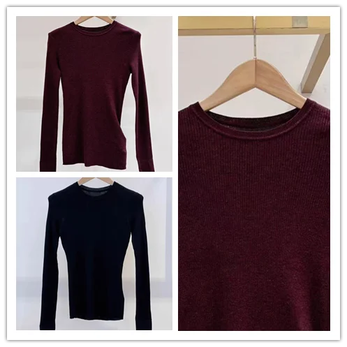 2025 Autunno Nuovo Tinta Unita Slim-Fit Top Lavorato A Maglia da Donna Girocollo Manica Lunga Femminile Semplice Maglieria T-Shirt 1