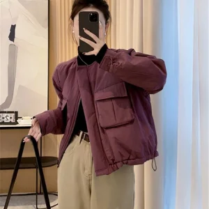 Women's Winter Cotton Padded Jacket 2025 New Arrival Short Style Thickened Warm Coat for Petite Women Trendy Plus Size 1