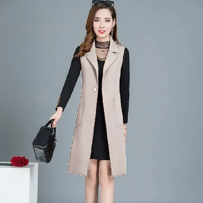 Plus Size Alla moda di media lunghezza Gilet di lana Cardigan Abbigliamento donna 2024 Primavera Autunno Nuovo arrivo Giacca senza maniche Tr... 5