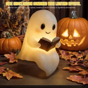 Lampada fantasma carina di Halloween alimentata a batteria illuminata ornamento di Halloween bella statuetta fantasma per lettore di sala studio camera da letto 1