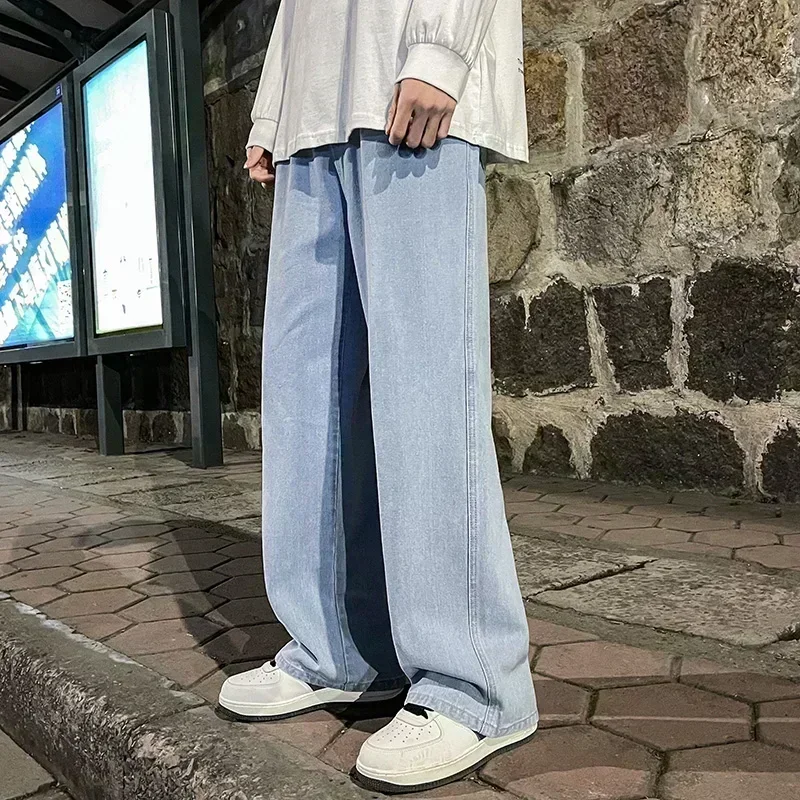 2025 autunno e inverno stile coreano jeans a gamba dritta moda uomo versatile pantaloni larghi sottili da uomo lavati retrò 3