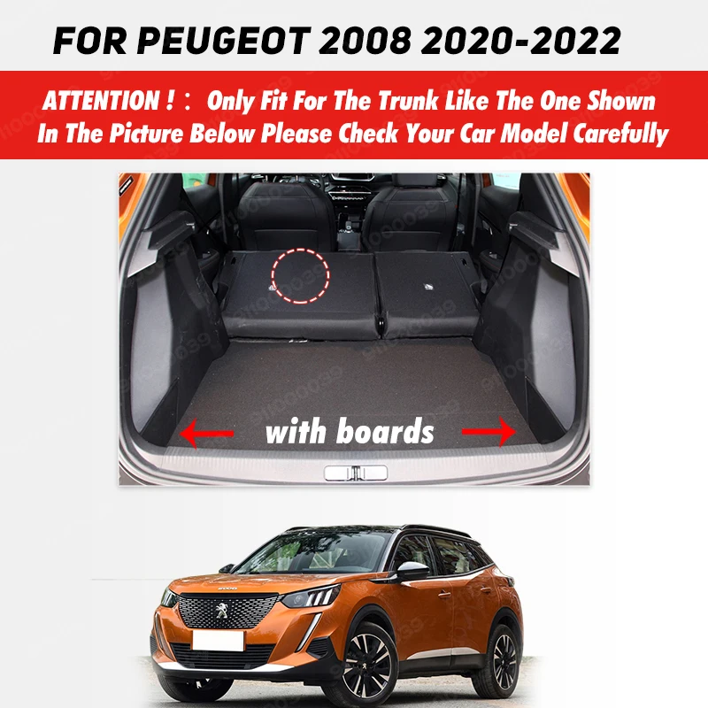 Auto Copertura Completa Tronco Zerbino Per PEUGEOT 2008 2020 2021 2022 Anti-Sporco Auto Boot Copertura Pad Cargo Liner Accessori Interni 2