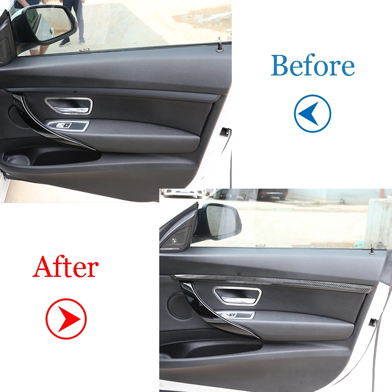 4 pezzi in fibra di carbonio ABS decorazione porta interna strisce Trim per BMW serie 3 GT F34 2013-2018 accessori 4