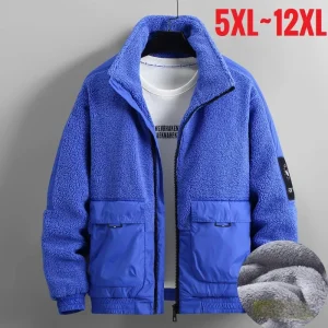 Abbigliamento di grandi dimensioni Giacca invernale da uomo Cappotto imbottito in pelliccia di pile Capispalla imbottito in pile polare Grande Plus 12XL Grasso 10XL Caldo spesso 1
