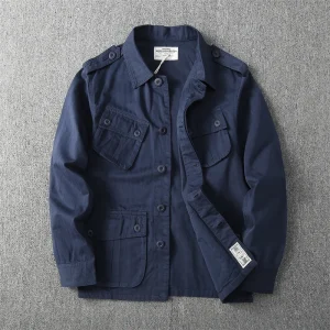 1603 # autunno New American Retro Tropical Jungle M65 giacca moda uomo 100% cotone lavato Multi-tasche cappotto Cargo militare 1