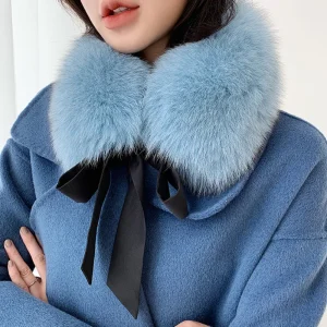 Collo in pelliccia di volpe calda invernale Collo in vera pelliccia femminile Moda Soffici accessori di abbigliamento Colletto Sciarpa di pelliccia di lusso da donna con nastri 1
