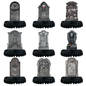 9 pezzi di lapide di Halloween centrotavola a nido d'ape ornamento decorazioni per la tavola per feste di Halloween accessori decorazioni per la casa stregata 2025 1