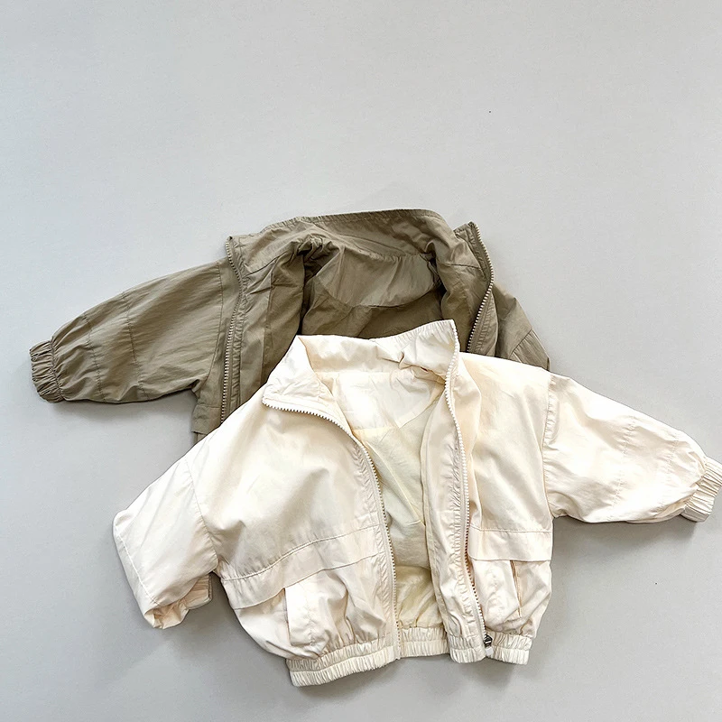 Primavera autunno bambini giacche 1-8Y ragazzi cotone cerniera giuntura Soild cappotti quotidiani coreano bambino capispalla abbigliamento per bambini 2024 nuovo 2