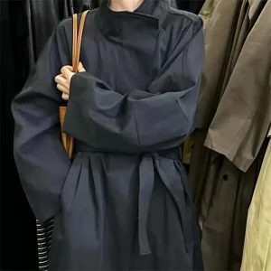 2025 Trench da donna lungo casual coreano autunno inverno colletto rovesciato giacca a vento femminile soprabito con cintura 1