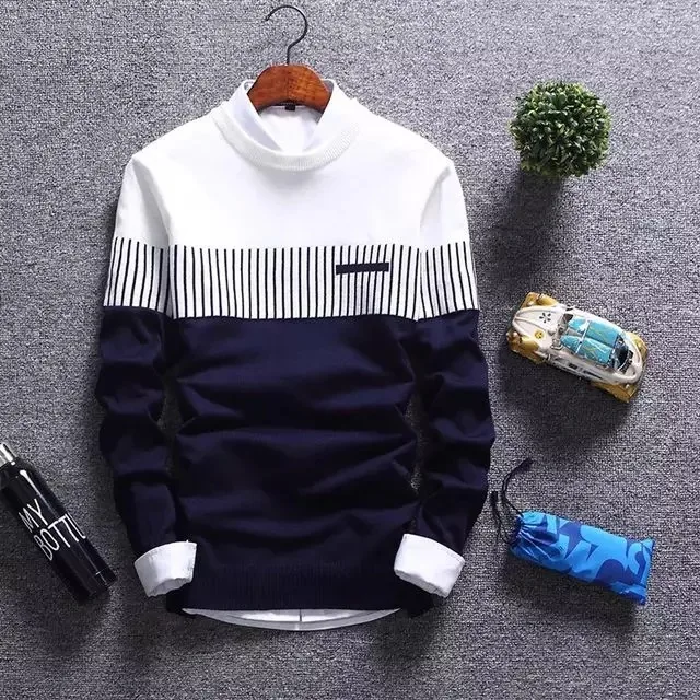2025 nuovi uomini autunno inverno pullover di lana slim fit a righe maglioni lavorati a maglia uomo marchio di abbigliamento casual pull homme hombre 6