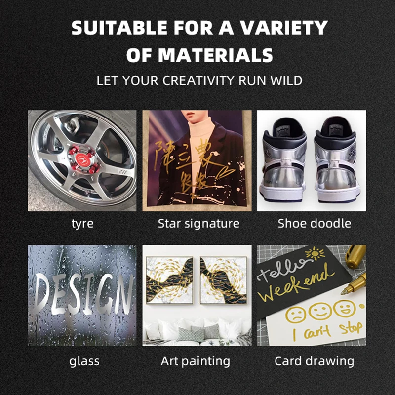 1/2 pezzi pennello pennarelli metallici colore oro argento pennarelli artistici permanenti mestiere scrapbooking pittura materiale scolastico di cancelleria 6