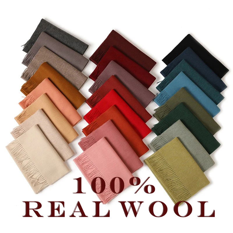 Sciarpa invernale in puro cashmere lungo da donna di marca di lusso Sciarpa in vero cashmere caldo spesso morbido scialle solido avvolgente da donna 5