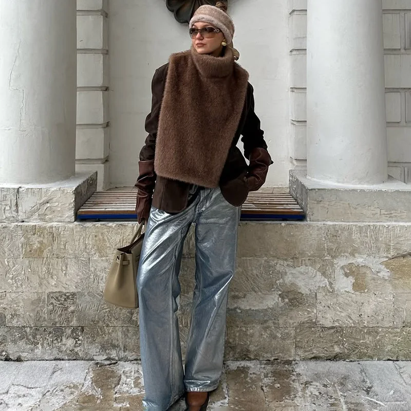 Ticketsx Giacca da donna in gilet di lana Moda nuova giacca da gilet invernale calda senza maniche solida Giacca da strada femminile casual vintage 6