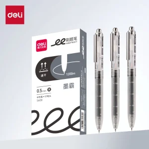 Deli 4 pezzi 0,5 mm inchiostro nero penna gel ad asciugatura rapida di grande capacità penna per firma cancelleria forniture per ufficio materiale scolastico regalo 1