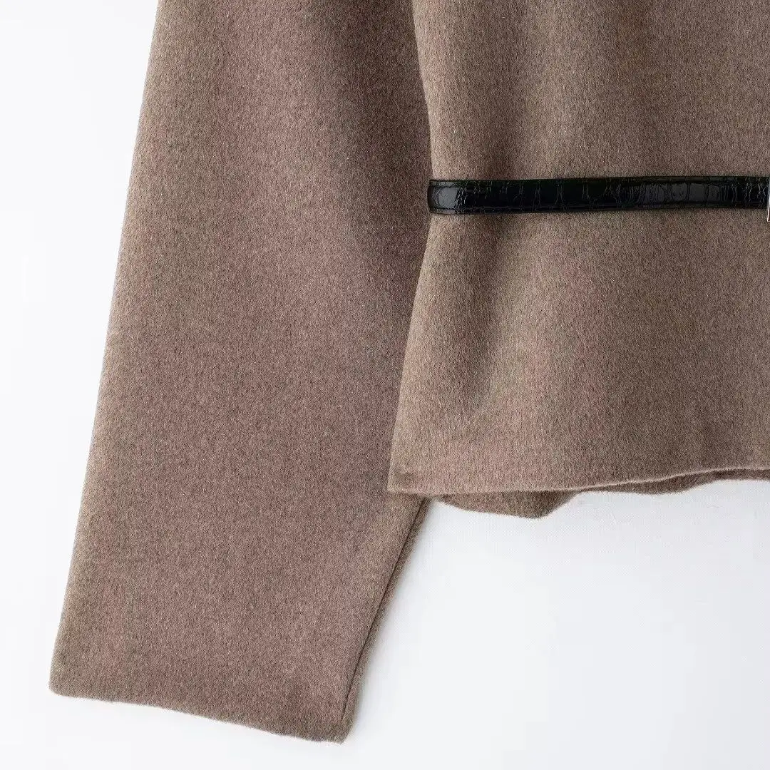 Capispalla da donna 2024 Nuova moda con cintura Soft Top Elegante cappotto autunno/inverno chic 6