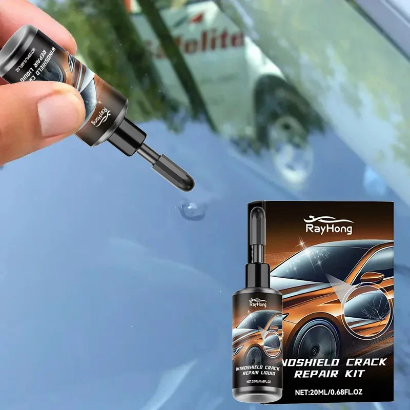 Fluido per riparazione crepe del parabrezza Riparazione del finestrino dell'auto Resina Parabrezza Scratch Crack Restore Fluido per polimerizzazione del vetro Colla Accessori per auto 5