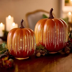 1 piece of starry night glass pumpkins, sparkling pumpkins, autumn Halloween magic lamps for outdoor decoration 1
