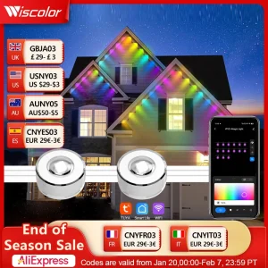 Wiscolor Luci di gronda intelligenti WIFI RGBIC Luci permanenti per esterni Controllo APP stringhe di illuminazione impermeabile all'aperto lavorare con Alexa, Google Assistant 1