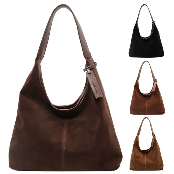 Borse a tracolla in pelle scamosciata da donna Tote alla moda Borse da donna Autunno Inverno Borsa di grande capacità Borsa da pendolare casual con chiusura magnetica 5