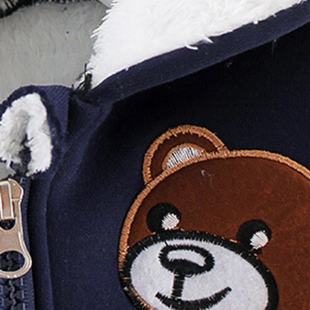 0-5Y Autunno Inverno orso cartone animato Set di vestiti di cotone spesso Ragazzo ragazza Cartoni animati Cappotto con cappuccio + Pantaloni 2 pezzi Tuta per bambini 5